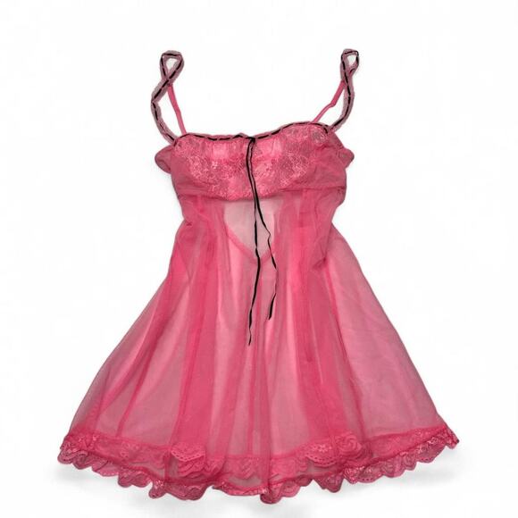 Victorias Secret Lacey Pink Vintage Y2K Slip Dress Size Medium - Picture 4 of 5